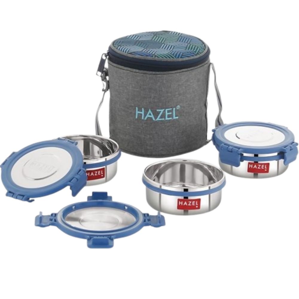 Hazel Stainless Steel Lunch Box Set of 4 with Standing Bag