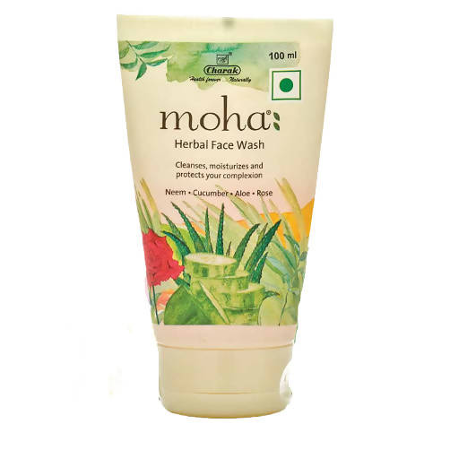 Tube of Charak Moha Herbal Face Wash with botanical design on a white background