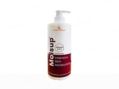 Bottle of Health Bridge Mois'Up Intensive Skin Moisturizing lotion on a white background