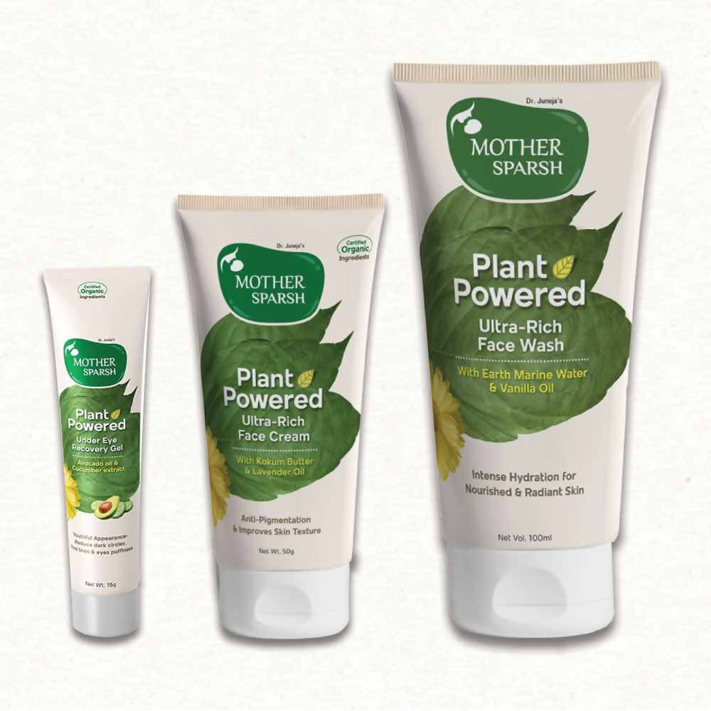 Three Mother Sparsh skincare products on a white background