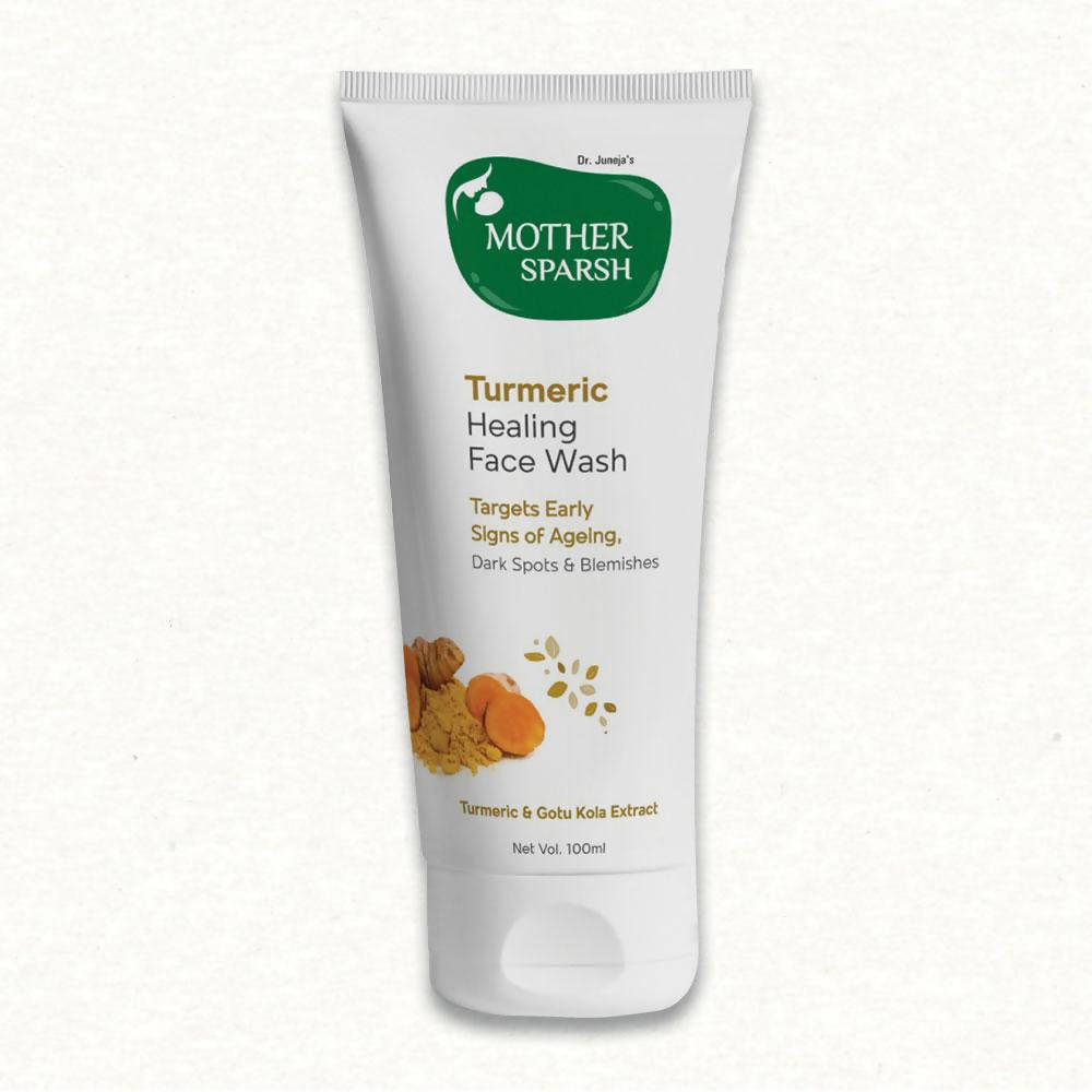 Mother Sparsh Turmeric Healing Face Wash tube on a white background