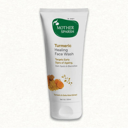 Mother Sparsh Turmeric Healing Face Wash tube on a white background