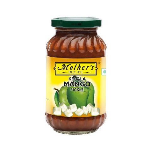 Jar of Kerala Mango Pickle with 'Mother's Recipe' label on a white background