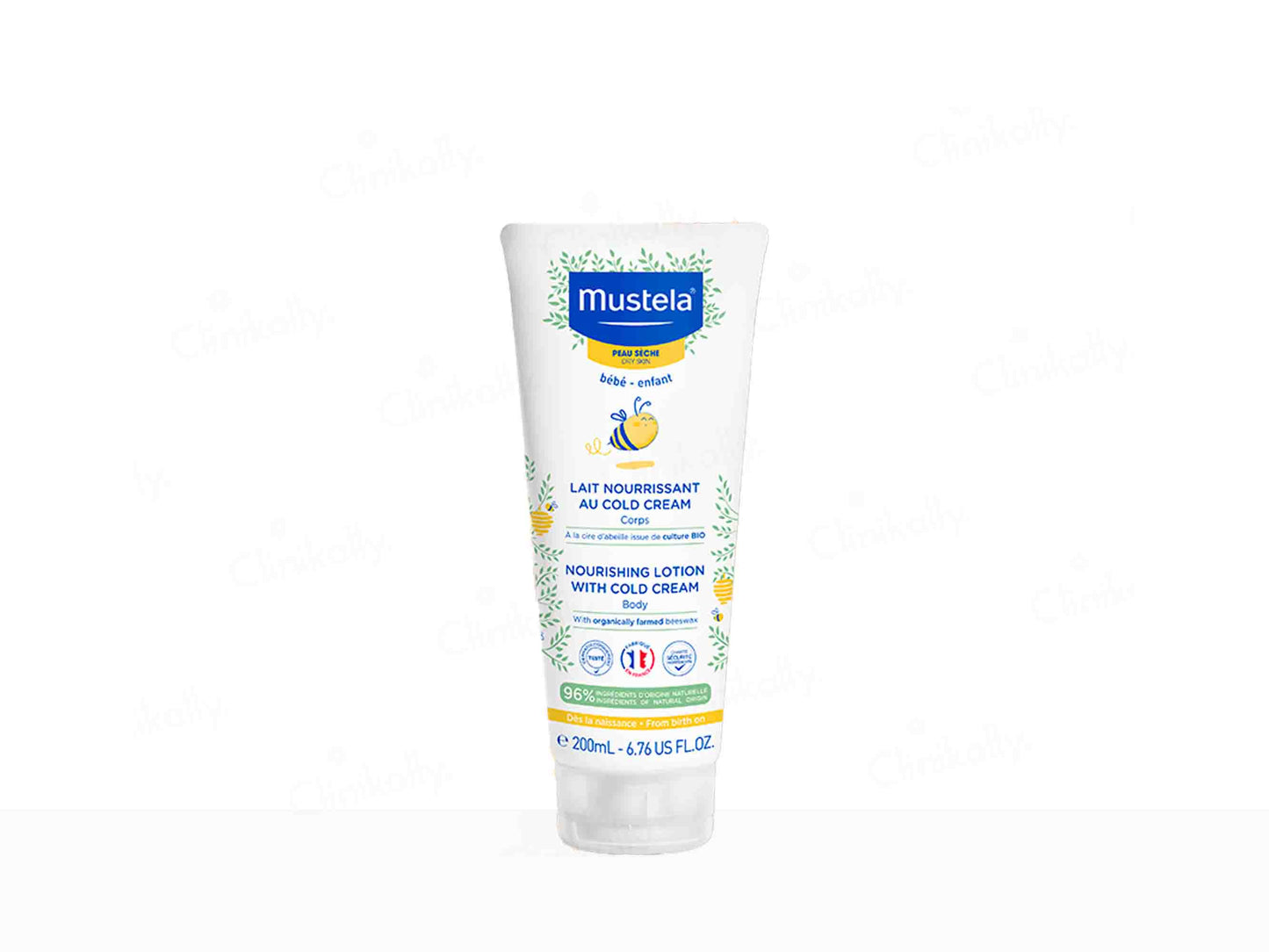 Mustela nourishing lotion on a white background