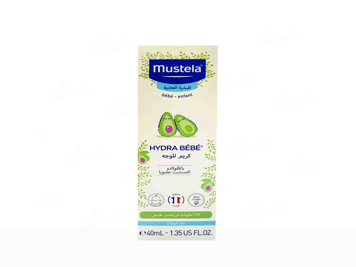 Mustela Hydra Bebe skincare product packaging on a white background