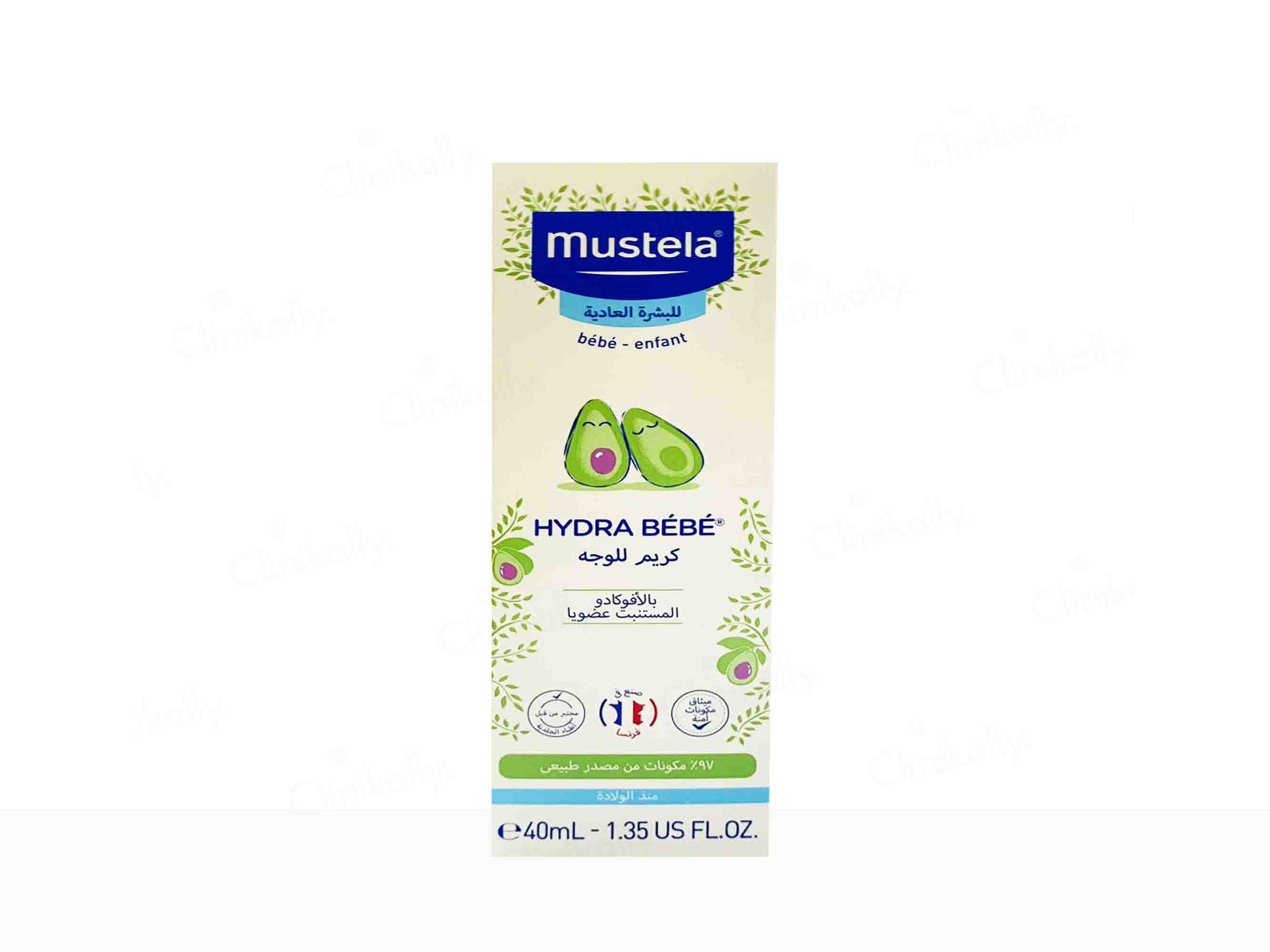 Mustela Hydra Bebe skincare product packaging on a white background