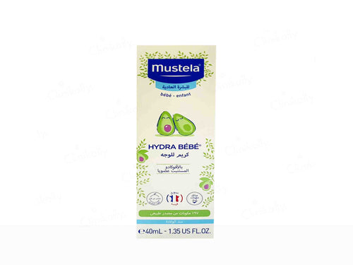 Mustela Hydra Bebe skincare product packaging on a white background