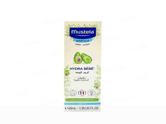 Mustela Hydra Bebe skincare product packaging on a white background