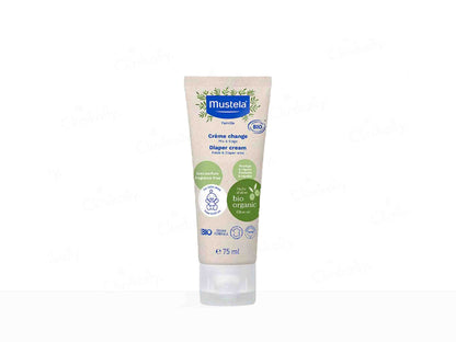 Mustela diaper cream tube on a white background