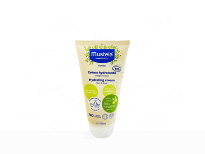 Mustela hydrating cream tube on a white background
