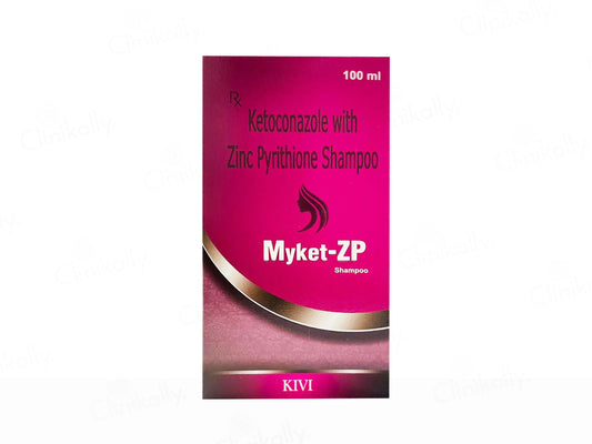 Myket-ZP shampoo packaging with pink background