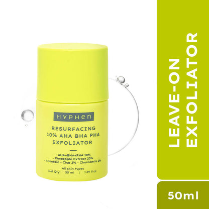 Hyphen By Kriti Sanon Resurfacing 10% AHA BHA PHA Exfoliator With 20% Pineapple Extract, Smoothens Texture, Unclogs Pores, Non-irritating