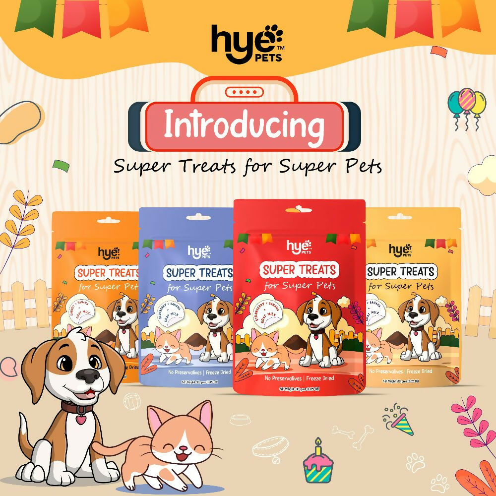 Hye Pets Super Treats For Super Pets – Freeze Dried Treats Made With Goat Milk, Blueberry & Banana