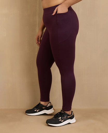 NYKD By Nykaa Comfort Leggings with Pockets! -NYAT401-Grape