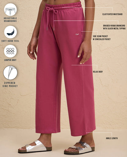 Nykd By Nykaa Summer Essential Comfort Cotton Terry Lounge Pants -NYLE606-Grape