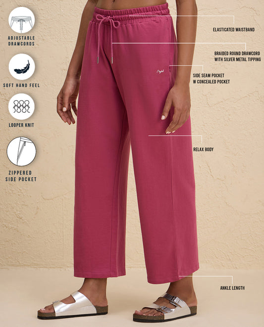 Nykd By Nykaa Summer Essential Comfort Cotton Terry Lounge Pants -NYLE606-Grape