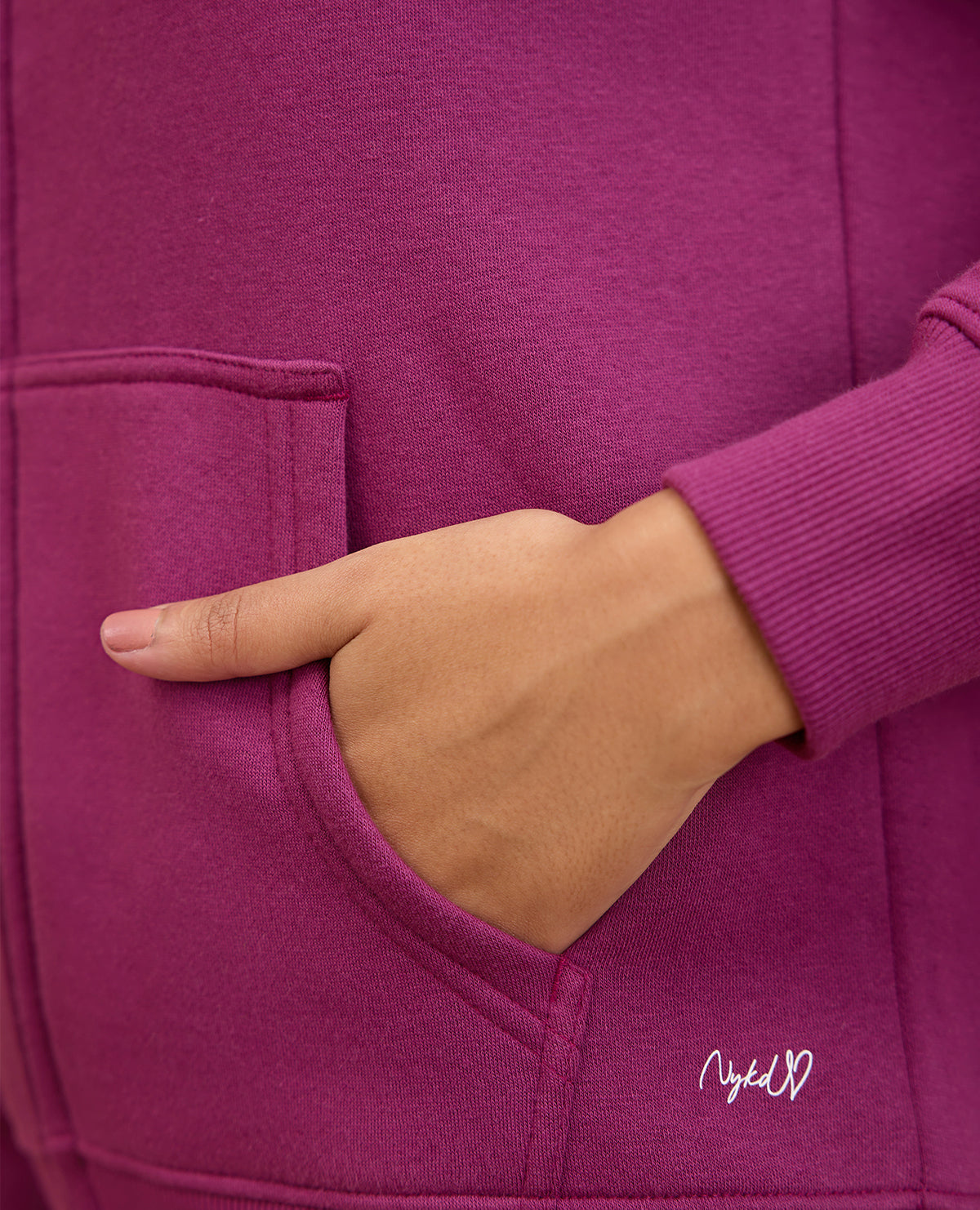 NYKD By Nykaa Cozy Fleece Zippered Jacket -NYLE704-Maroon