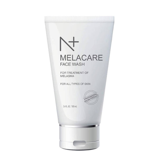 Melacare face wash tube on a white background