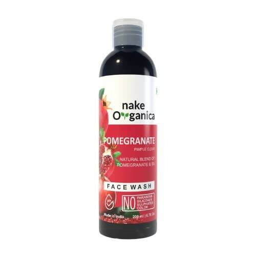 Bottle of Pomegranate Face Wash by naked Organica on a white background