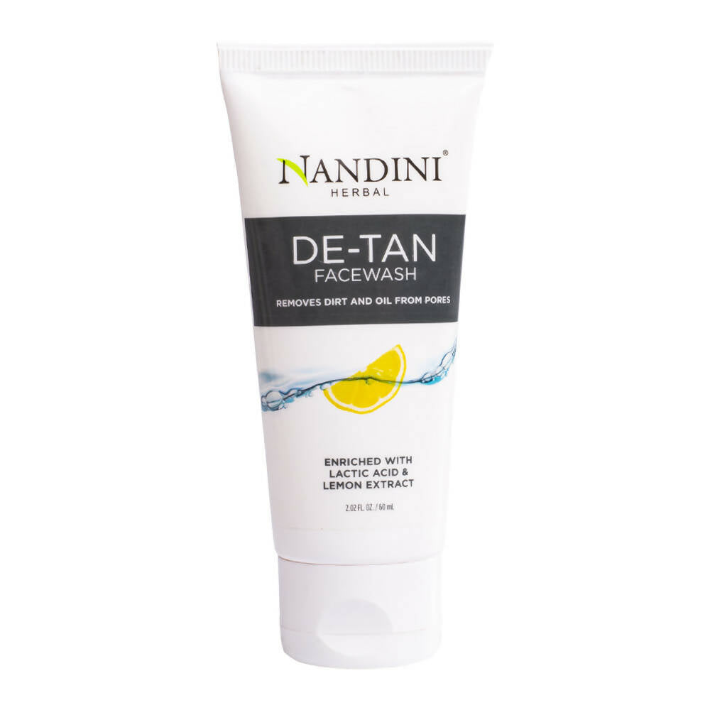 Nandini Herbal De-Tan Facewash tube on a white background