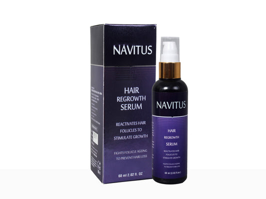 Navitus hair regrowth serum bottle and packaging on a white background