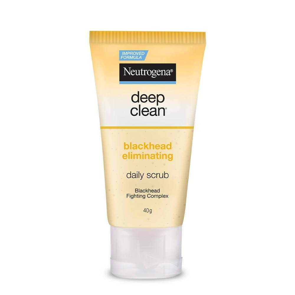 Neutrogena deep clean blackhead eliminating daily scrub tube on a white background