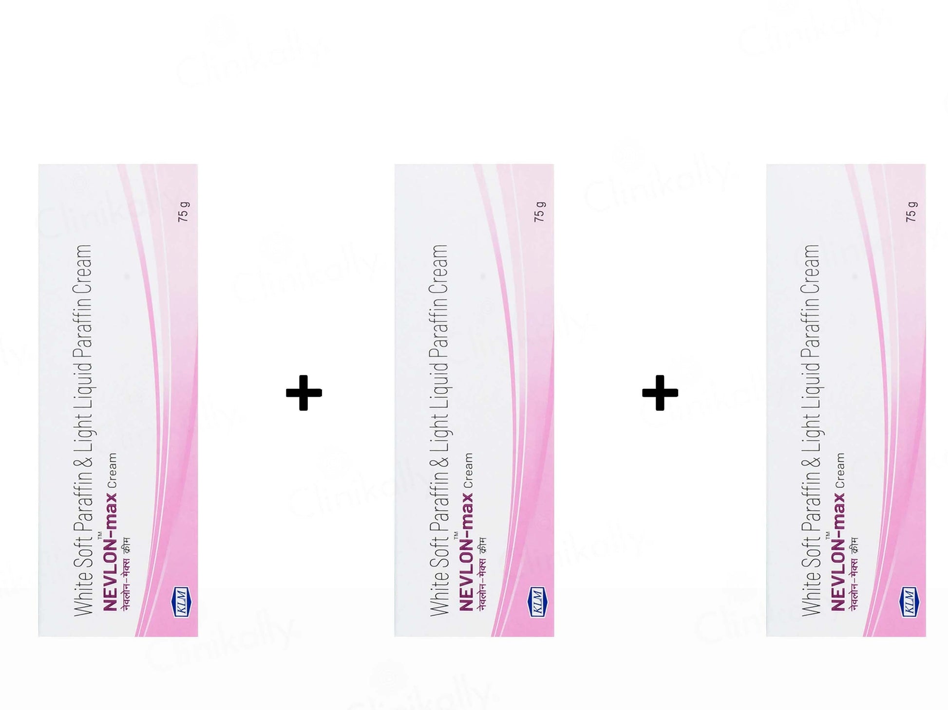 Three packages of NEVALON max cream on a white background