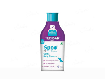 Tedibar Spoo Gentle Baby Shampoo bottle on a white background