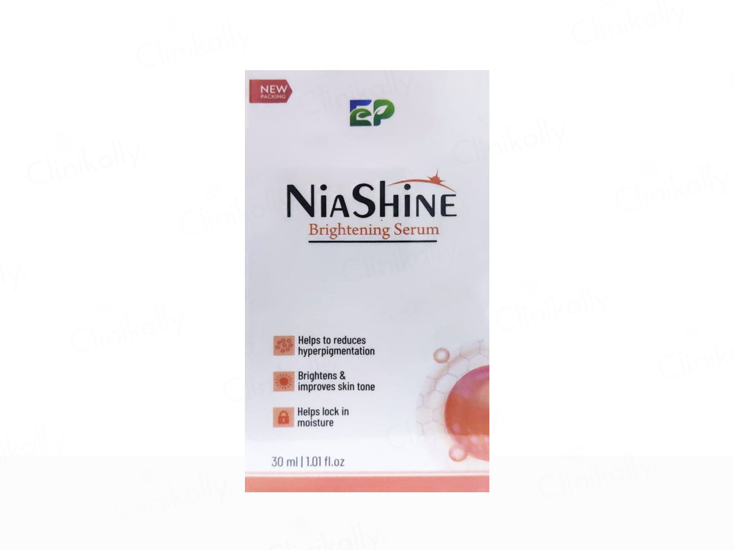 NiaShine Brightening Serum packaging on a white background