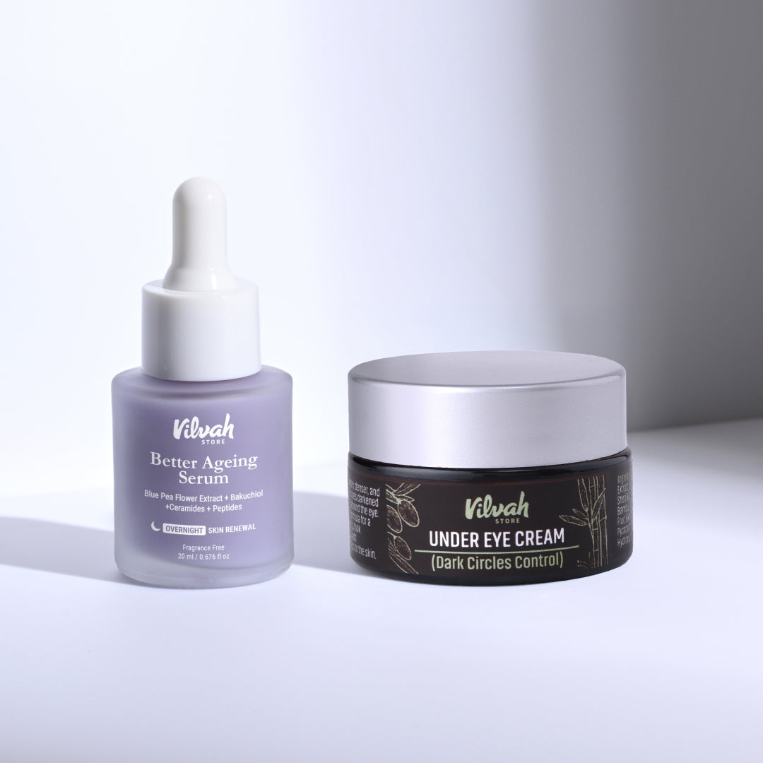 Vilsh skincare products including a serum and cream on a white background