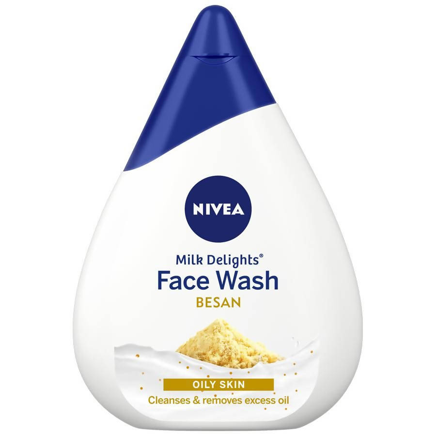 Nivea Milk Delights Besan Face Wash bottle on a white background