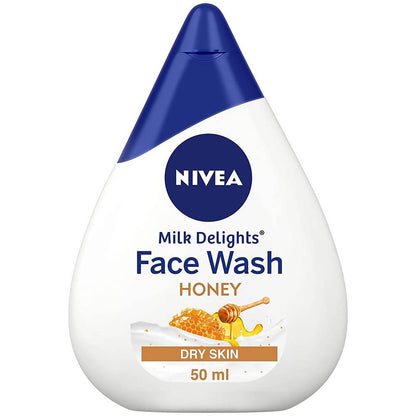 Nivea Milk Delights Honey Face Wash bottle on a white background