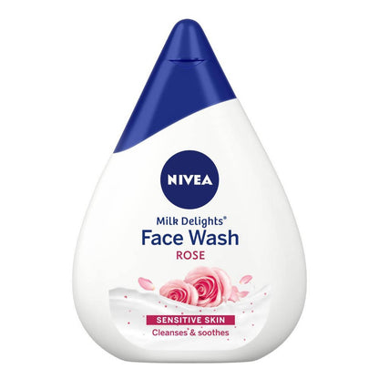 Nivea Milk Delights Face Wash Rose bottle on a white background