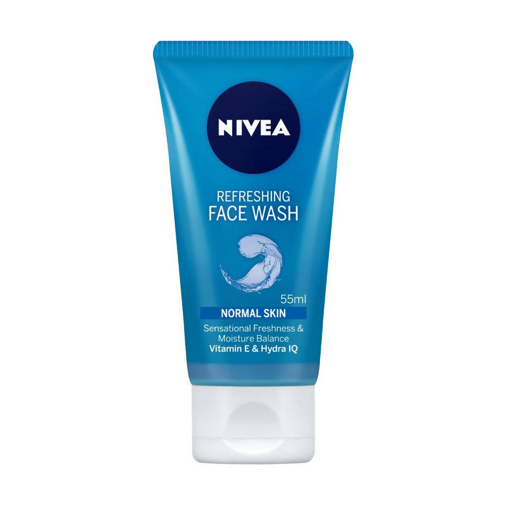 Nivea refreshing face wash tube on a white background