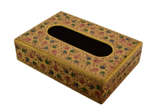 Nizalia Chinar Leaf Embossed Cream Paper Mache Tissue Paper Holder - Limited Time Offer