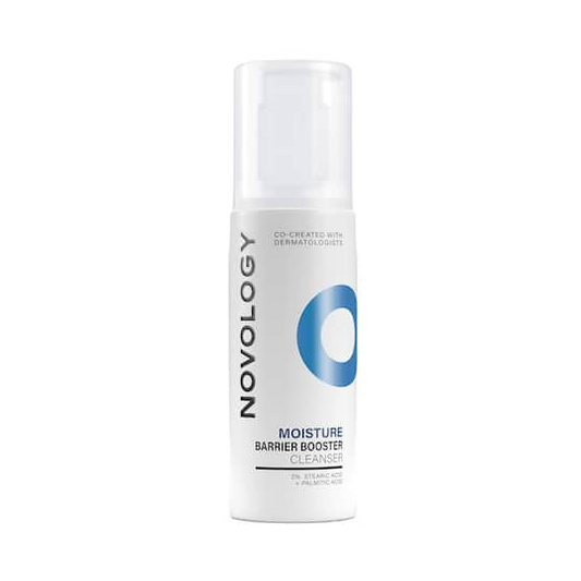 Novology moisture barrier booster cleanser bottle on a white background