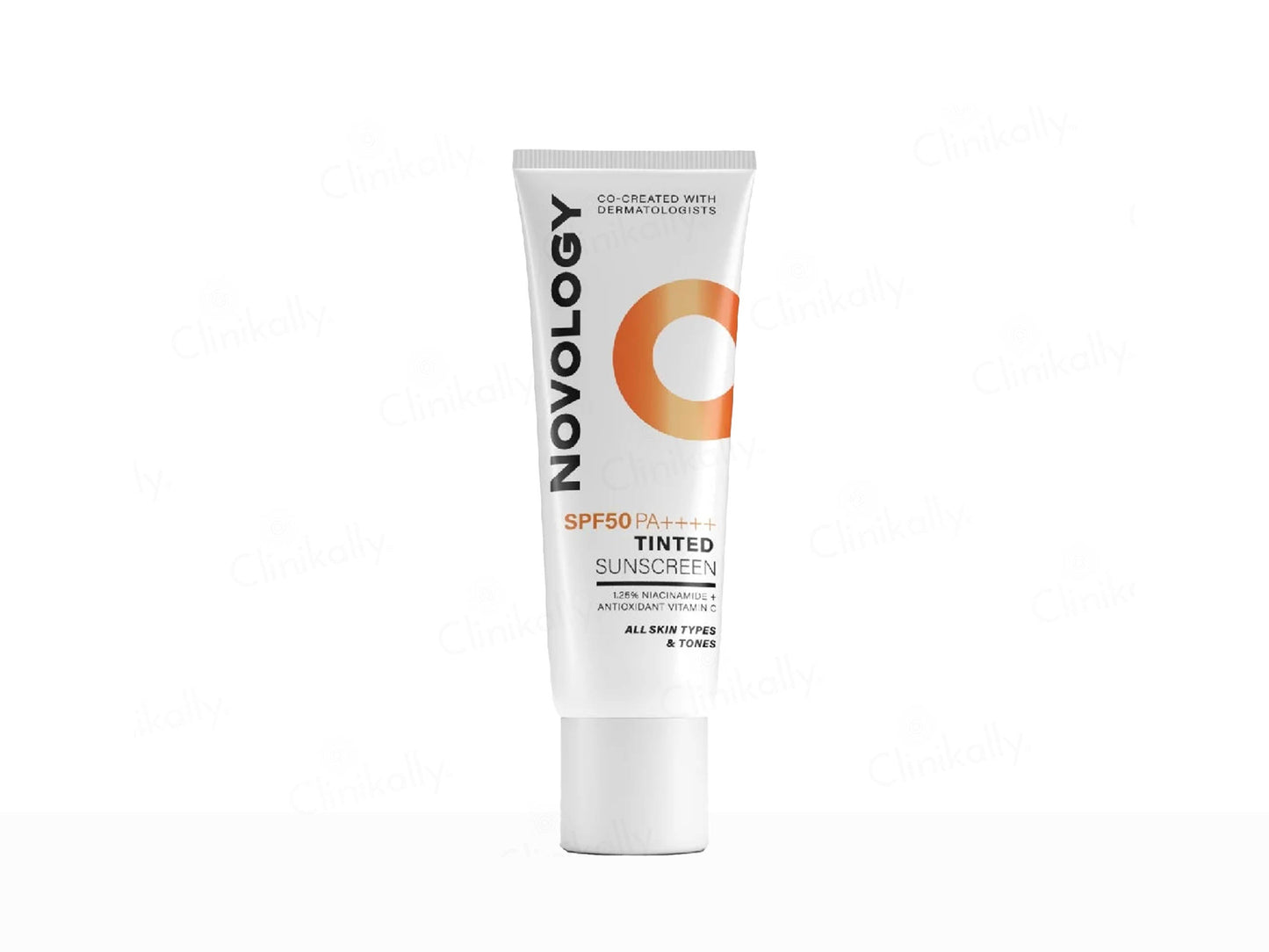 Novology sunscreen tube on a white background
