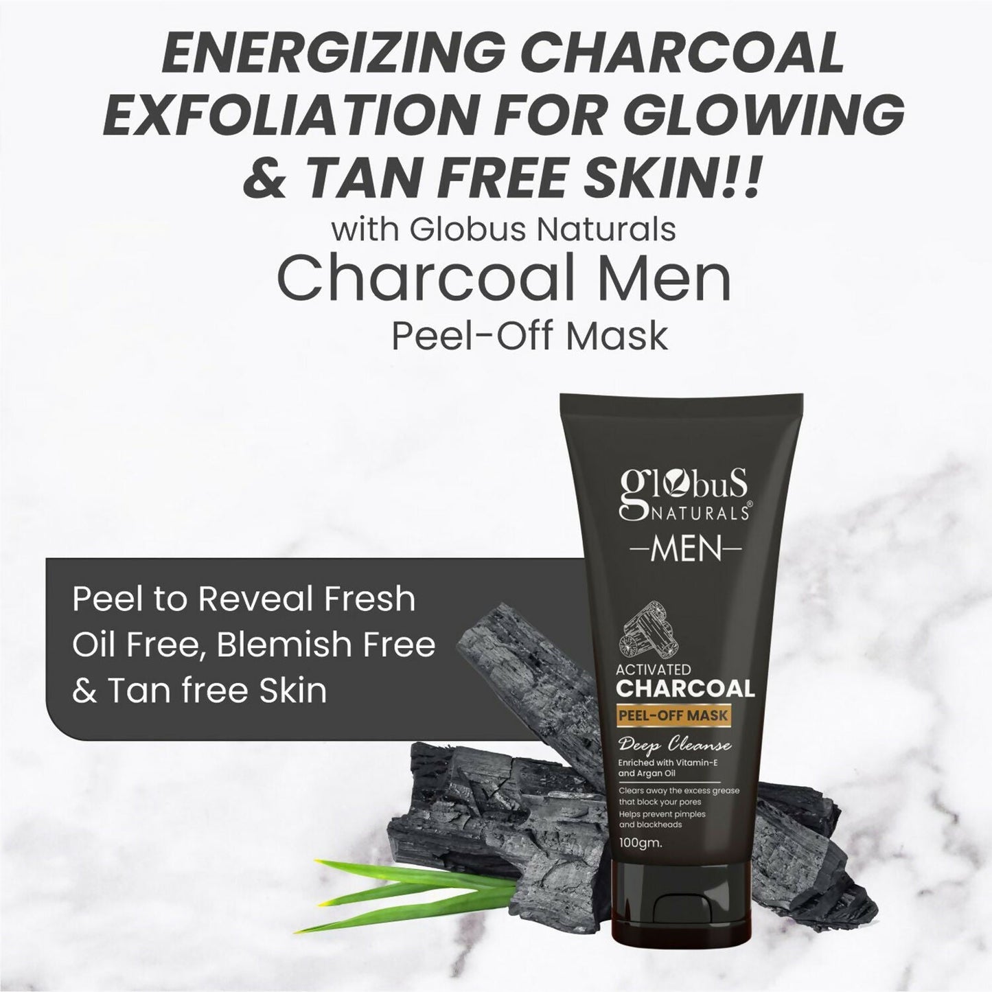 Globus Naturals Anti Pollution & Anti Acne Detox Charcoal Peel Off Mask For Men