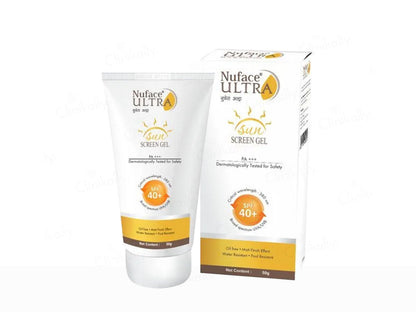 Nuface Ultra Sun Screen Gel with packaging on a white background