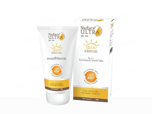 Nuface Ultra Sun Screen Gel with packaging on a white background