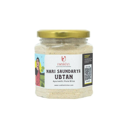 Jar of Nari Saundarya Ubtan with a gold lid on a white background