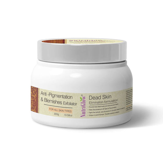 Jar of dead skin elimination formulation with Nutriflow branding on a white background