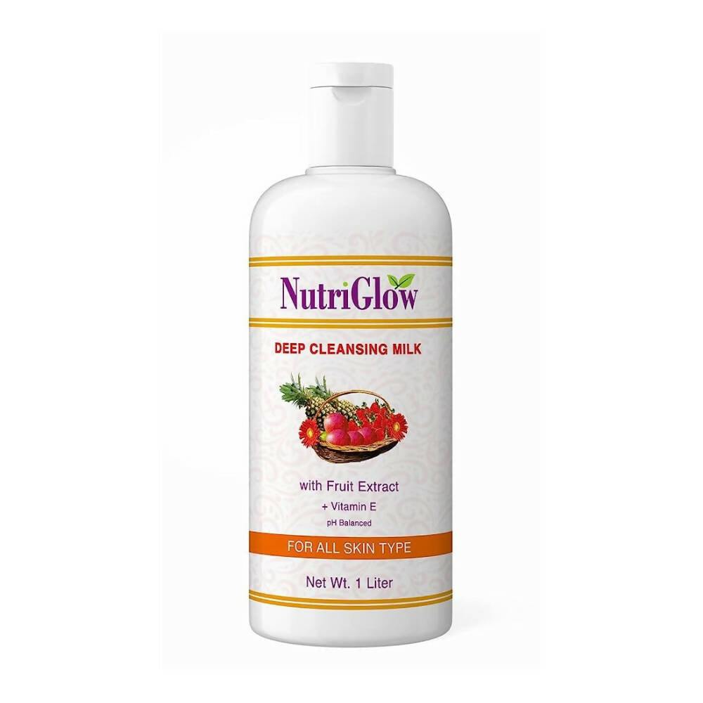 NutriGlow deep cleansing milk bottle on a white background
