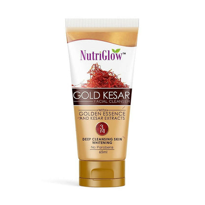 Tube of NutriGlow Gold Kesar facial cleanser on a white background