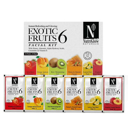 Exotic Fruits 6 Facial Kit packaging with NutriGlow Naturals branding on a white background