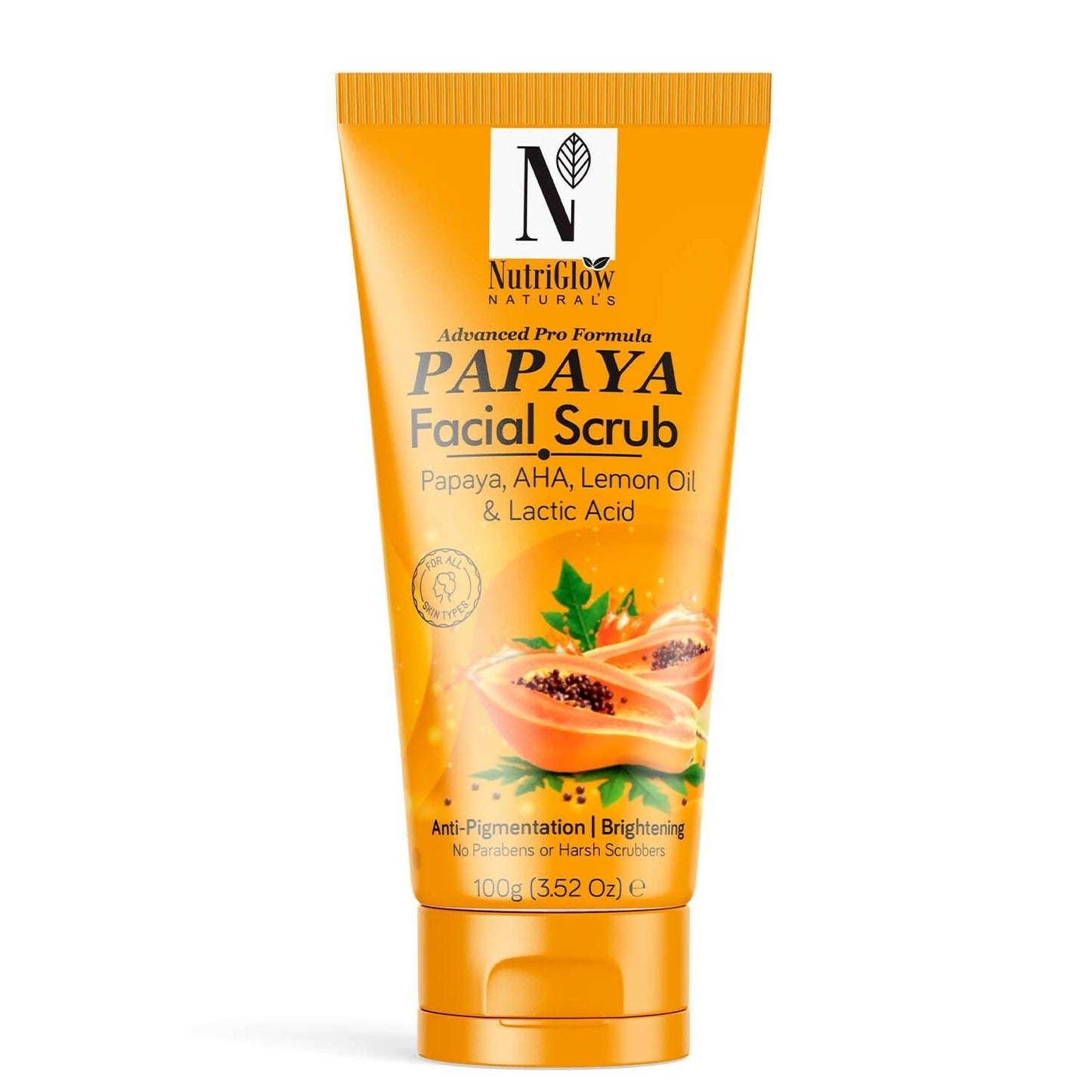 NutriNow Naturals Papaya Facial Scrub tube on a white background
