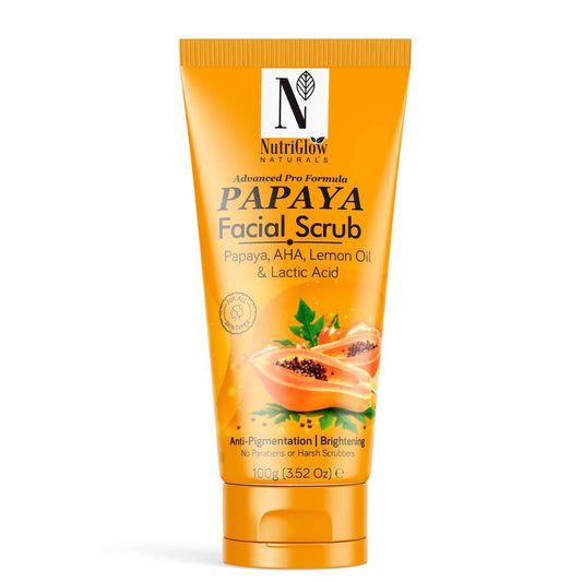 NutriNow Naturals Papaya Facial Scrub tube on a white background