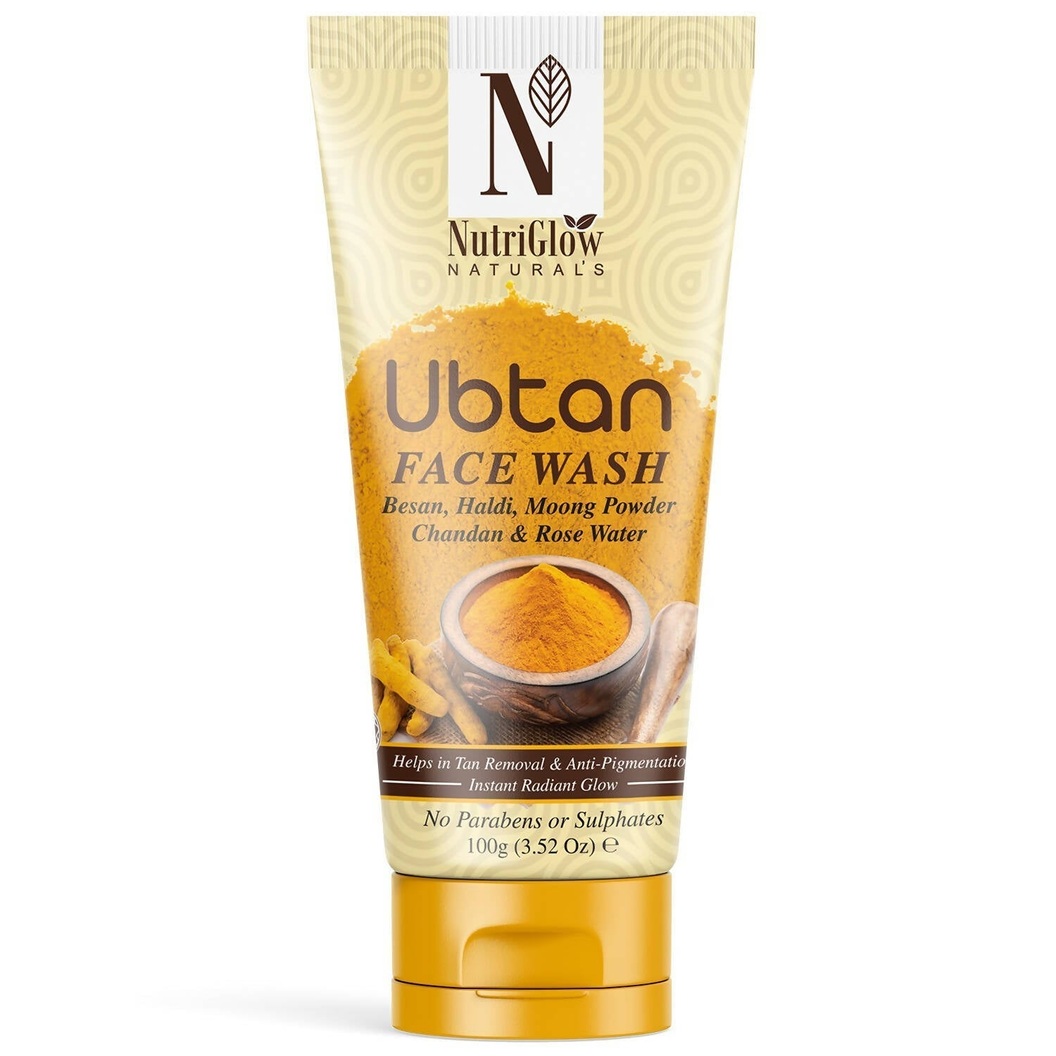 Tube of NutriGlow Naturals Ubtan Face Wash on a white background