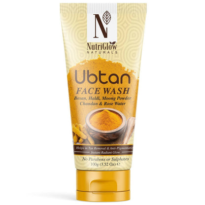 Tube of NutriGlow Naturals Ubtan Face Wash on a white background