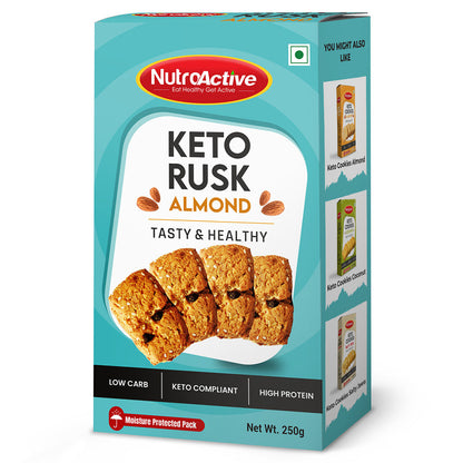NutroActive Keto Rusk Almond packaging on a white background